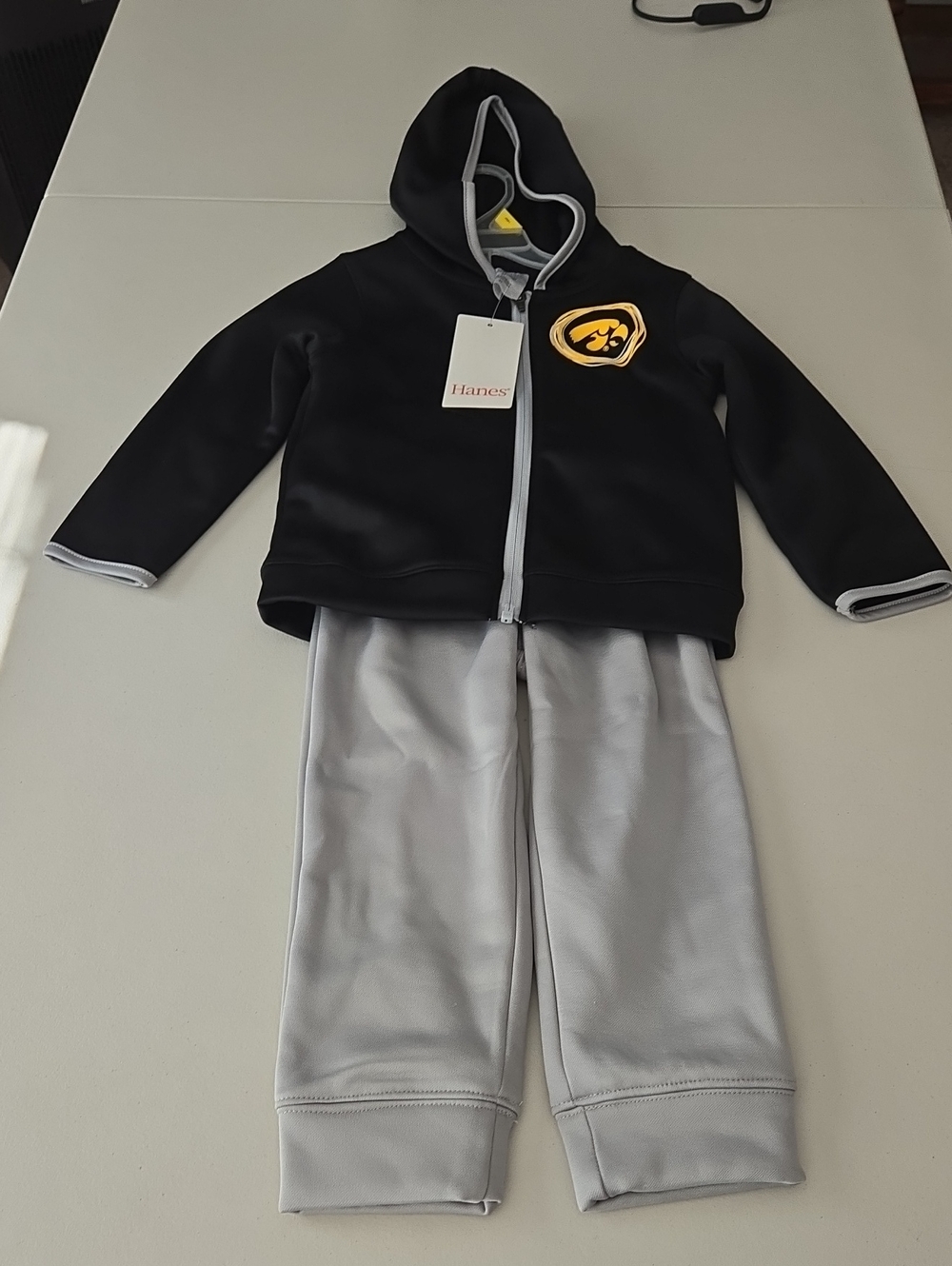 Hanes Black & Gray Kids Hoodie and Pants Set with Iowa Hawkeyes Emblem